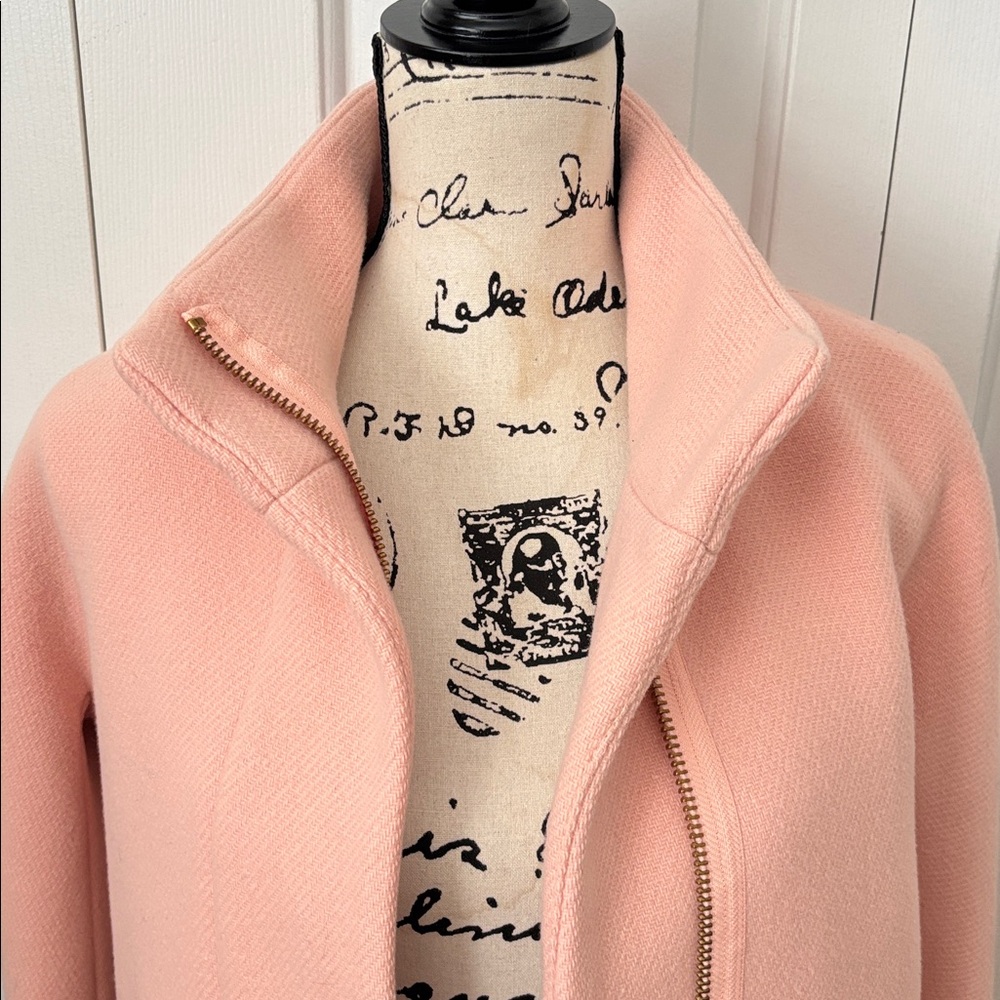 J.Crew Pale pink Nello Gori wool Stadium Cloth Coat Sz 2 4 Small - Picture 10 of 13